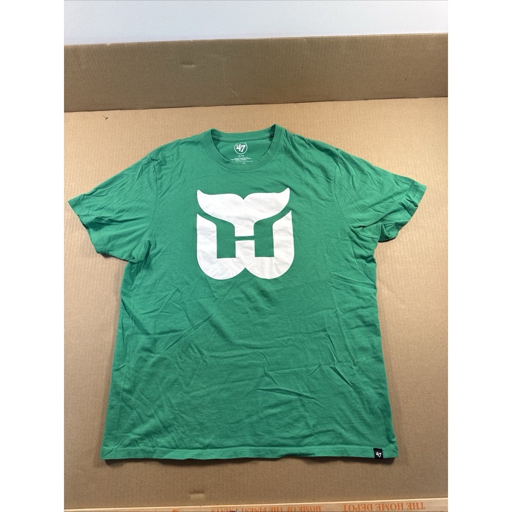 Rare Style GREEN '47 Authentic HARTFORD WHALERS Soft THROWBACK SHIRT XL